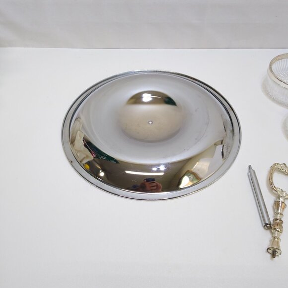 Kromex Stainless Steel Serving Caddy Three Glass Inserts Carry Handle Vintage - Picture 7 of 8